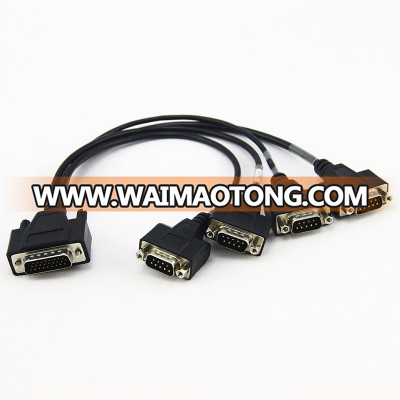 Customized Black male to male DB26 to 4 port DB9 extension cable